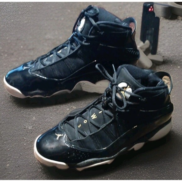 Size 13 Nike Air Jordan 6 Rings Black Gold Shoes main image 9